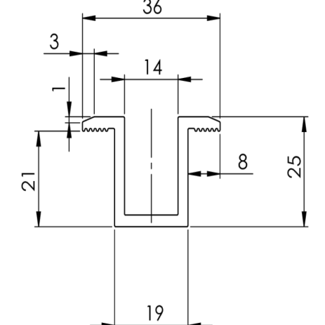 Klema środkowa uniwersalna - rysunek techniczny